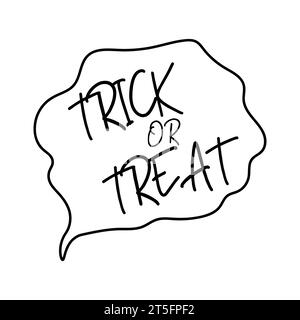 A small slogan in the cloud is an element of decoration for Halloween. Coloring. Gloomy Doodles. Vector illustration isolated on white background Stock Vector
