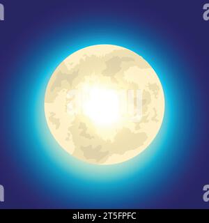 Full Moon on a Dark Blue Sky. Vector Illustration Stock Vector