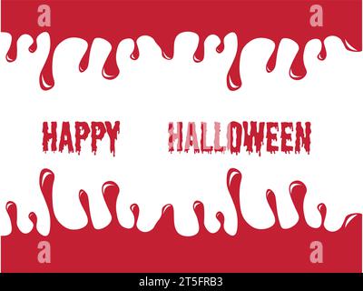 Happy Halloween and blood flow on white background. Paint red color dropping. vector illustration in flat design.vector illustration Stock Vector