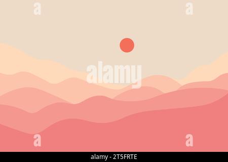 Abstract mountain landscape poster. Nature wall decor, contemporary art print, mid century background. Vector illustration Stock Vector