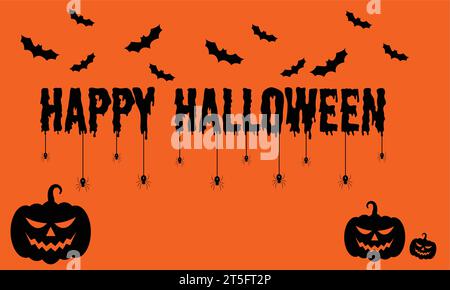 Happy Halloween greeting. Hand drawn lettering typography with scratches on white background Stock Vector