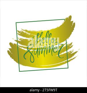 Red Frame with Golden Brush Stroke. Metallic Golden Texture Design Element for Greeting Cards and Labels, Abstract Background. Stock Vector
