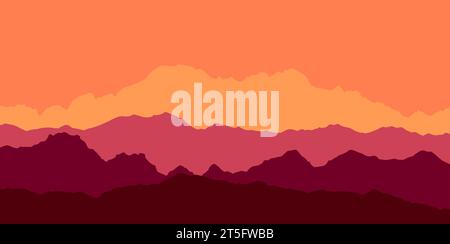 beautiful mountain landscape, abstract vector background for design, Stock Vector