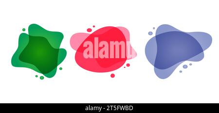Abstract dynamic graphic elements in modern style. Banners with flowing liquid shapes, amoeba forms. Logo, flyer, presentation, invitation, card templ Stock Vector