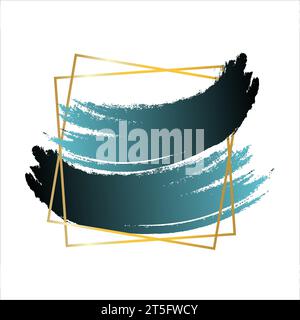 Golden Frame with Brush Stroke. Metallic Golden Texture Design Element for Greeting Cards and Labels, Abstract Background. Stock Vector