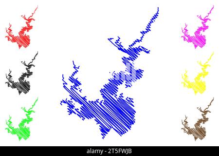 Lake Jocassee Reservoir (United States of America, North America, us, usa, South Carolina) map vector illustration, scribble sketch Jocassee Dam map Stock Vector