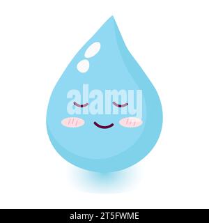 Cute happy smiling water drop meditate character.Vector flat doodle cartoon illustration icon design.Isolated on white background. Stock Vector