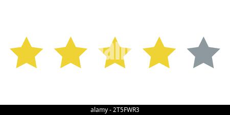 Four stars customer product rating review flat icon for apps and websites Stock Vector