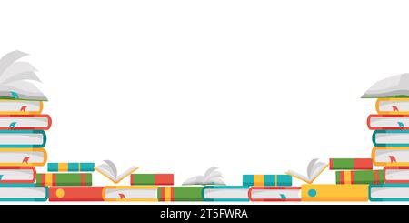 Vector illustration of reading books in the library. Stock Vector