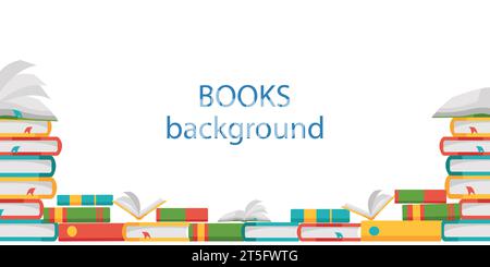 Vector illustration of reading books in the library. Stock Vector