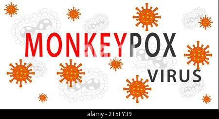 Monkeypox virus Illustration, vector of Hands with monkeypox, monkeypox virus outbreak pandemic design with microscopic view background Stock Vector