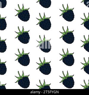 raspberries seamless pattern. Seamless background with raspberry. Vector illustration. Stock Vector