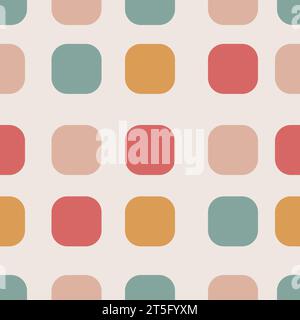 Mosaic seamless pattern. Retro rounded squares. Minimalistic Scandinavian style in pastel colors. Ideal for printing baby clothes, textiles, fabrics, Stock Vector