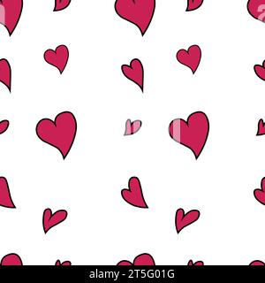 . Valentines day background. Flat design endless chaotic texture made of tiny heart silhouettes Stock Vector