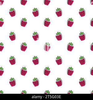 raspberries seamless pattern. Seamless background with raspberry. Vector illustration. Stock Vector