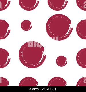 Vector illustration, hand drawn abstract fashion seamless pattern with paint texture. Polka dot pattern. Stock Vector