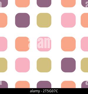 Mosaic seamless pattern. Retro rounded squares. Minimalistic Scandinavian style in pastel colors. Ideal for printing baby clothes, textiles, fabrics, Stock Vector