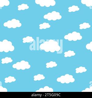 White clouds on a blue sky. Seamless background. Blue cloud seamless pattern Stock Vector