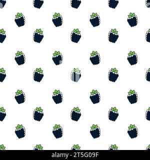 Blackberries seamless pattern. Seamless background with raspberry and blackberry. Vector illustration. Stock Vector