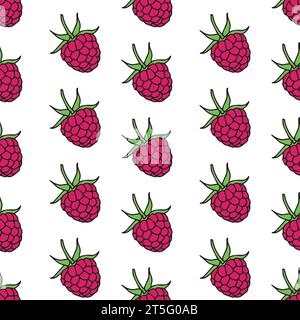 raspberries seamless pattern. Seamless background with raspberry. Vector illustration. Stock Vector