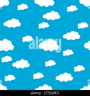 White clouds on a blue sky. Seamless background. Blue cloud seamless pattern Stock Vector
