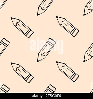 Seamless monochrome pencil  in doodle style pattern background Stock Vector