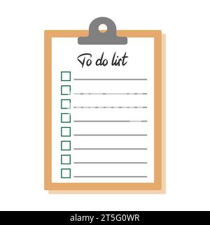 To do list icon with hand drawn text. Checklist, task list vector illustration in flat style on white background. Stock Vector
