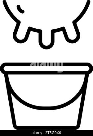 Cow udder and milk bucket icon in outline style for mobile and web. Cow udder and bucket of milk line icon, dairy products concept, milking cow sign o Stock Vector