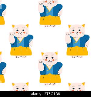 maneki in japan traditional cloth - fabric pattern Stock Vector