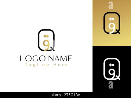 Q and Arabic horf Qaf combined logo, It is minimalist, modern, elegant and simple Design. suitable for digital, , partnership company, corporation etc Stock Vector