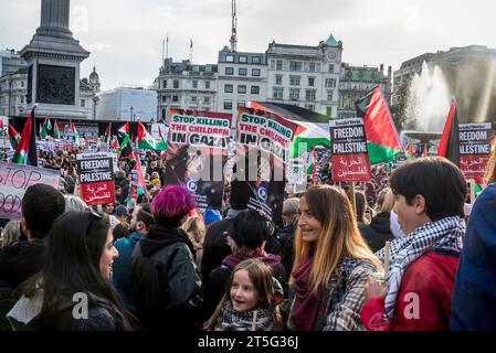 Pro-Palestinian protest in Trafalgar Square,  London on 04/11/2023, England, UK Stock Photo