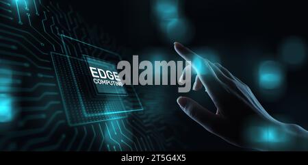 Edge computing modern IT technology on virtual screen concept. Stock Photo