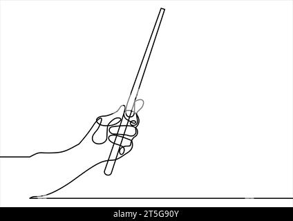 Hand holding pointer, can be used with a chart or something else as a background-continuous line drawing Stock Vector