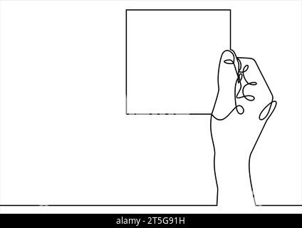 hands holding blank piece of paper-continuous line drawing Stock Vector