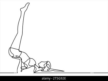 woman practicing yoga-continuous line drawing Stock Vector