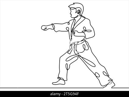 Vector karate -continuous line drawing Stock Vector