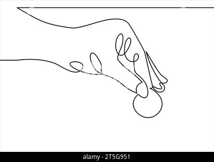 Hand with Coin money-continuous line drawing Stock Vector