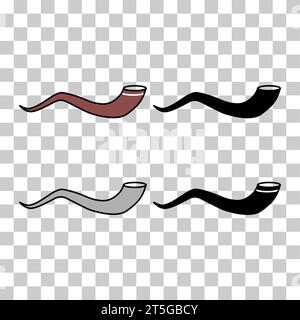 Set of Shofar horn icon, graphic religion design symbol, ritual web sign vector illustration . Stock Vector