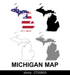 USA collection. Vector illustration of Michigan theme. State Symbols ...