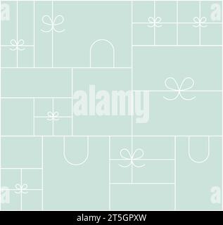 Art deco present composition drawing in linear style on turquoise background Stock Vector