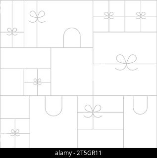 Art deco present composition drawing in linear style on white background Stock Vector