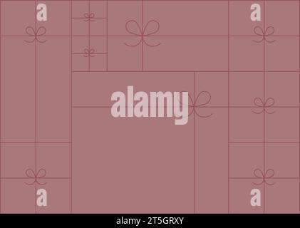 Art deco present box linear composition drawing on coral background Stock Vector