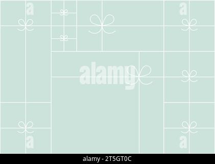 Art deco present box linear composition drawing on turquoise background Stock Vector