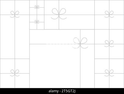 Art deco present box linear composition drawing on white background Stock Vector