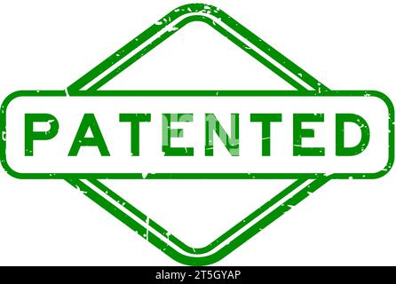 Grunge green patented word rubber seal stamp on white background Stock Vector
