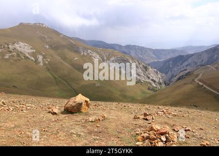 the Moldo-Ashuu pass, district of Songkol Region in western Kyrgyzstan Stock Photo