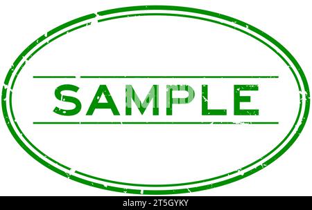 Grunge green sample word oval rubber seal stamp on white background Stock Vector