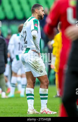 Groningen, Netherlands. 05th Nov, 2023. GRONINGEN, NETHERLANDS - NOVEMBER 5: Radinio Balker of FC Groningen is disappointed during the Dutch Keuken Kampioen Divisie match between FC Groningen and FC Dordrecht at Euroborg on November 5, 2023 in Groningen, Netherlands (Photo by Pieter van der Woude/ Orange Pictures) Credit: Orange Pics BV/Alamy Live News Stock Photo