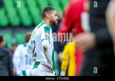 Groningen, Netherlands. 05th Nov, 2023. GRONINGEN, NETHERLANDS - NOVEMBER 5: Radinio Balker of FC Groningen is disappointed during the Dutch Keuken Kampioen Divisie match between FC Groningen and FC Dordrecht at Euroborg on November 5, 2023 in Groningen, Netherlands (Photo by Pieter van der Woude/ Orange Pictures) Credit: Orange Pics BV/Alamy Live News Stock Photo