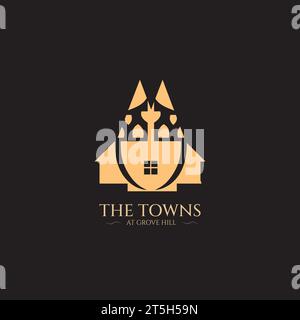 Abstract Logo Design for a Company Selling Houses in the towns of Hilly Area, Element of Acron in Logo Design, Real Estate Stock Vector